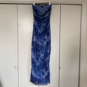 SHEIN Strapless Blue Dress